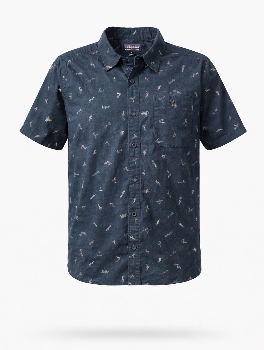 Patagonia Organic‎ Cotton Graphic Print Button-Up Men's Shirt Blue S